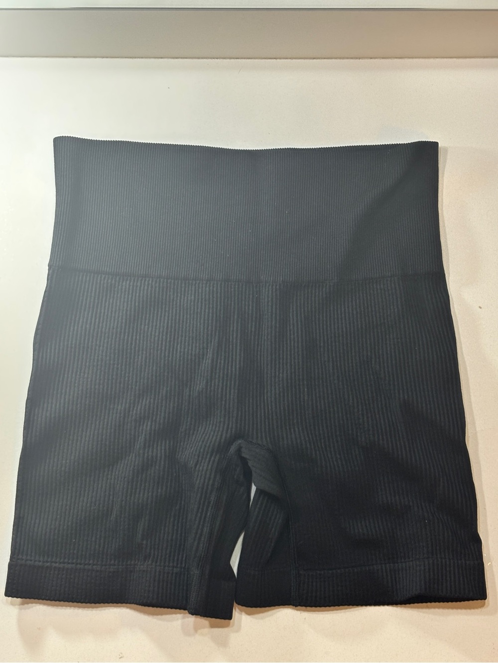 Colsie Black Ribbed High-Waist Bike Shorts
